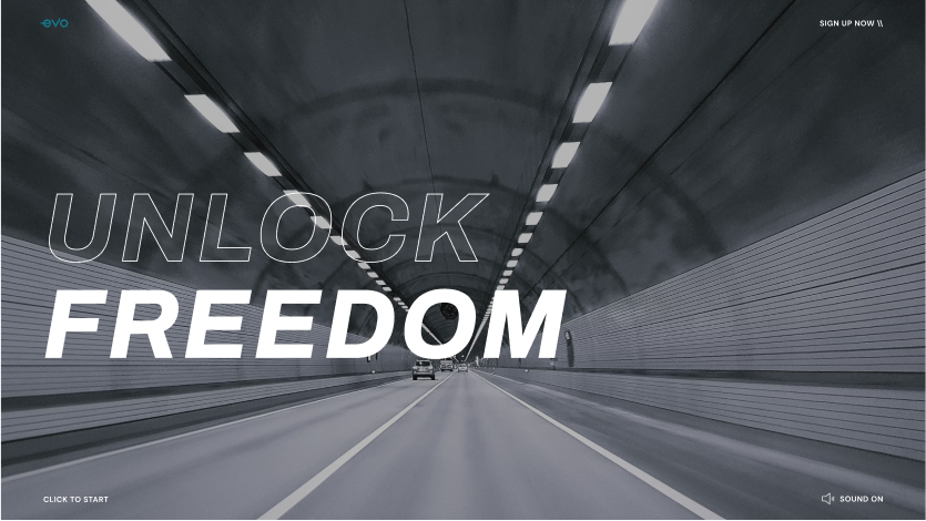 evo unlock freedom landing page design.